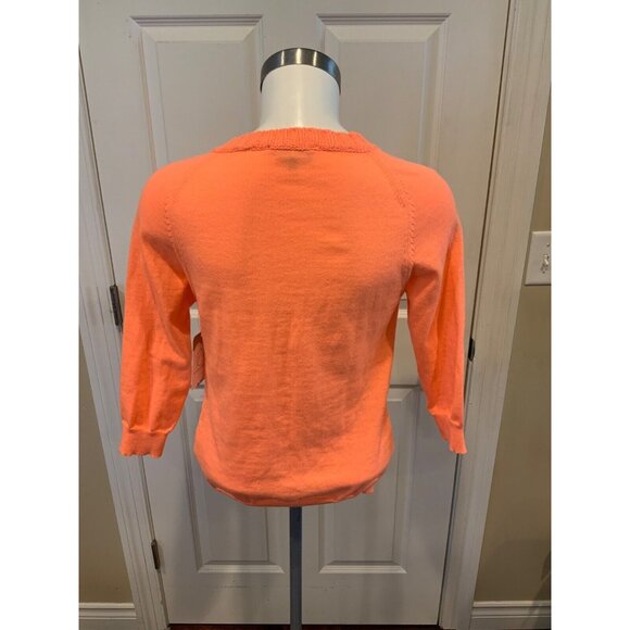 Ted Baker Bright Orange V-Neck W/ Short Sleeve Sweater, Size Small (1) - Picture 4 of 5